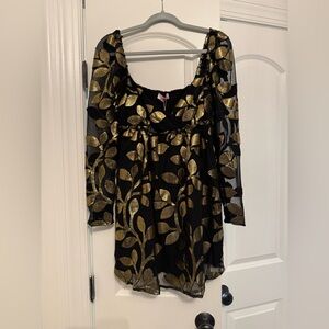 Buddy Love Black and Gold Leaf Dress
